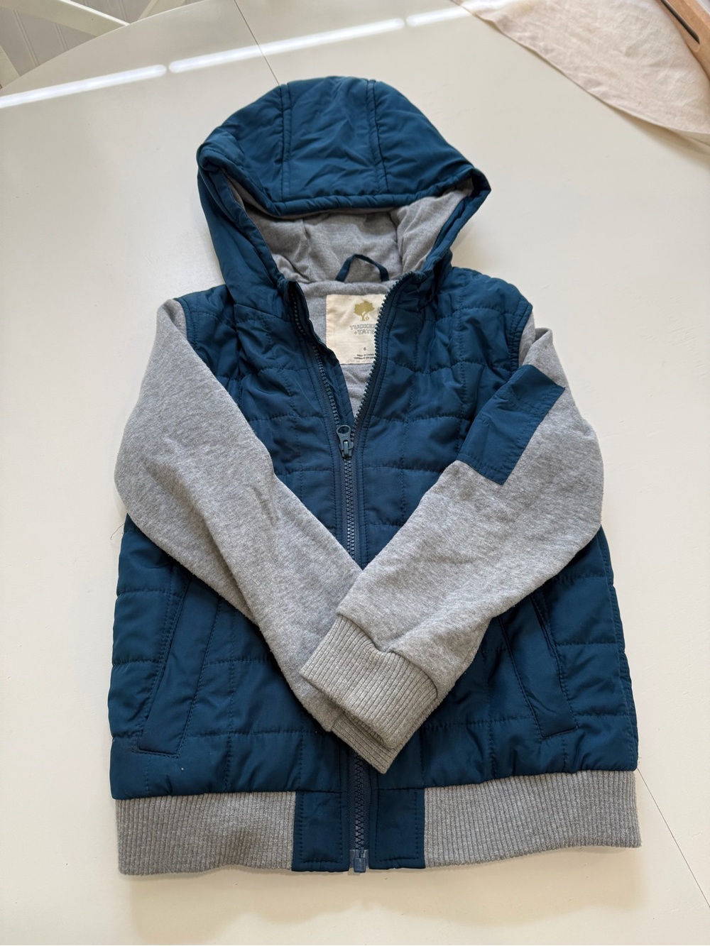 Kids Hooded Jacket with Gray Sleeves Navy Tucker + Tate Lightweight Bomber